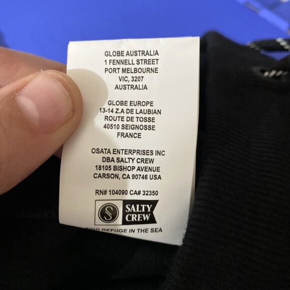 Salty Crew Fleece Joggers Sweatpants Mens XL Black Zip Pocket Drawstring - Picture 13 of 14